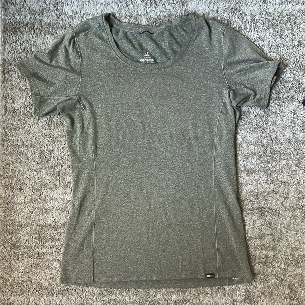 REI co-op Women's Heathered Gray/ Olive Hiking Tee XS (fits like S)